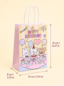 2pcs/4pcs Cute Animal Birthday Gift Bags, Macaron Color Rabbit Bear Puppy Party Favor Bags With Handles, Suitable For Candy, Snacks, Small Treats And Small Gifts - View 3