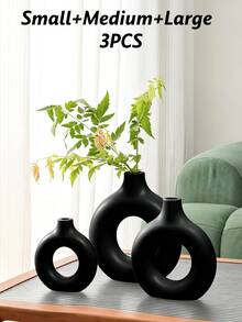 Round Plastic Vase Decor, Decorative Vase, Artistic Vase, Minimalist Living Room Ornament, Centerpiece, Tabletop Decoration. Suitable For Home Tabletop Display, Wedding Decor, Valentine's Day Decor And Other Wedding Decor. - Multicolor - View 15