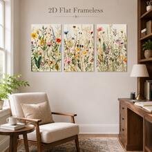 3pcs Colorful Wildflower Wall Art Posters, Living Room, Bedroom, Dining Room, Office Decor 2D Flat Print Unframed - 111 - View 3