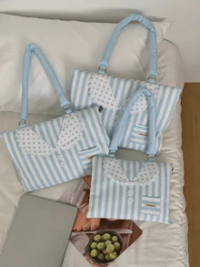 LifeHoHo Cute Laptop Bag, Striped Shirt Style, Compatible With MacBook 13/14 Inch, 10/11 Inch Tablet Storage Bag, 15/15.6 Inch Computer Shoulder Bag - View 4