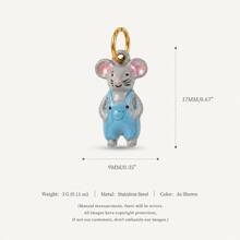 1pc New Anthropomorphic Animal Pendant, Exquisite Cute Style, 18k Gold PVD Plated 316 Stainless Steel Material, Waterproof And Fade-Resistant, Suitable For DIY Creative Necklace, Bracelet, Earring, Bag Chain, Keychain, Waterproof And Sweat-Resistant, Suitable For Daily Casual Wear - Multicolor - View 7