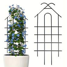 1PC Black Metal Climbing Frame - 7.87x19.68 Inch Vine Support Rack, Garden Lawn Care Accessory, Plant Support Rack, Flower Pot Stand - A - View 3