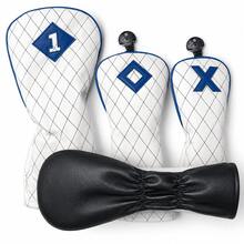 Golf Club Headcover Set, Suitable For Driver, Fairway Wood And Hybrid, Quilted PU Leather Golf Club Covers With Soft Protective Lining - D - View 1