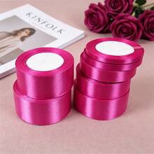 1 Roll Polyester Satin Ribbon For Gift Boxes, Candy Boxes, Flower Decoration, Handmade Rose DIY Material, Holiday Gift Wrapping Ribbon (Machine Dyed, Slight Color Difference) - Rose Red - View 5
