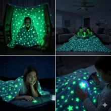 Glow-In-The-Dark Patterned Blanket, Multi-Colored, Made Of 100% High-Quality Polyester Fiber - Blue - View 7