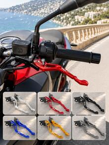 Motorcycle Brake & Clutch Levers, 1 Pair CNC Aluminum Alloy Adjustable Long Brake And Clutch Lever Set, Anodized Handlebar Control Replacement Parts, Motorcycle Accessories, Suitable For Street And Sport Motorcycles - A - View 2