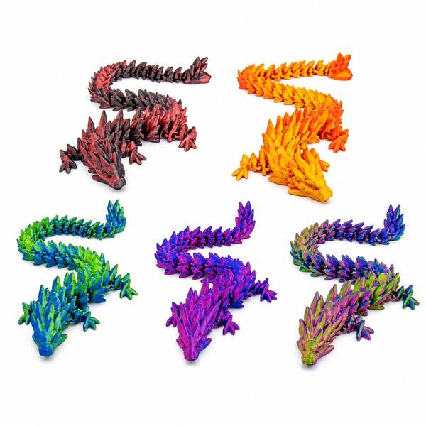 Crystal Spine Stone Dragon 3D Printed Movable Figure, Full Body Multi-Segment Joint Free Wrapping And Bending, Gradient Crystal Dragon Figurine, Niche Unique Desktop Ornament, Collectible Gift For Collectors, Birthday Gift, Thanksgiving Gift