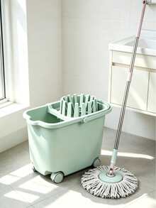 15L Plastic Mop Bucket, Rectangular Mop Tub With Built-In Wringer, Stackable To Save Space, Equipped With 4 Rolling Casters, Random Color Delivery, Portable Household Water Container, Perfect For Daily Mopping In Apartments And Bathrooms. - A - View 4