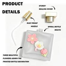 1PC 50ML Glass Spray Perfume Bottle, DIY Floral Empty Bottle Perfume Container, Frosted Glass Bottle Sprayer, Refillable Portable Unisex, Perfect For Travel And Daily Use, Holiday Gift - Multicolor - View 4