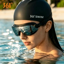 361degree 1 Set 361° Swim Goggles And Silicone Swim Cap Kit, Large Frame Anti‑Fog Waterproof Swimming Goggles For Adults, Pool Swimming Accessory Set - Multicolor - View 3