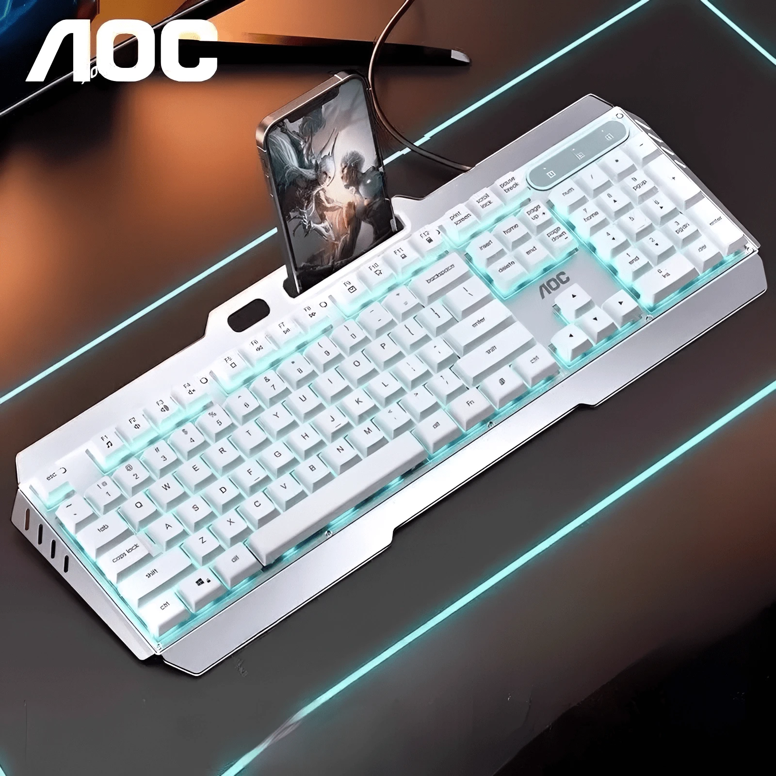 AOC KM410 Gaming Wired Keyboard & Mouse Combo RGB Lighting Mechanical Feel 104 Keys Office Computer Keyboard Set Ergonomic Design - View 1