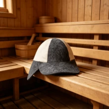 1pc Two-Tone Wool Felt Sauna Hat With Ear Flaps, Thick Heat Insulation Russian Banya Cap, Water Absorbing Spa Steam Room Headwear, Unisex Sauna Accessory For Hot Spring Bath - Baseball Cap - View 1