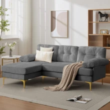 187.5 Cm L-Shaped Sofa, 3-Seater With 3 Seat Cushions, Reversible Chaise Left/Right - 灰色的 - 查看 3