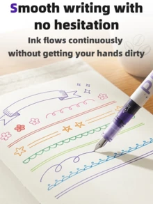 Colorful Direct Liquid Ink Fountain Pen Set, No Ink Cartridge Replacement Needed, For Calligraphy And Painting - Colorful Pen - View 9