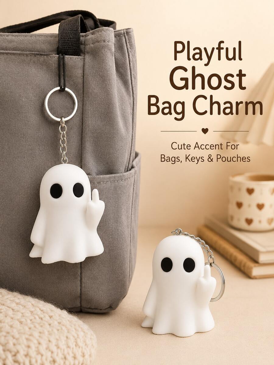 Cartoon Ghost Bag Charm Keychain, Cute Halloween Pendant, Suitable For Handbags, Backpacks, Wallets And Keys, Lightweight Funny Party Favor, Autumn Gothic Style Gift
