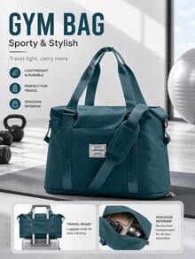 30L Large Capacity Travel Bag, Durable Waterproof Nylon Material, Lightweight Travel Bag Shoulder Bag Tote Bag, Multiple Compartments And Pockets, Built-In Dry/Wet Separation Bag, Independent Shoe Compartment, Suitable For Outdoor Camping Travel, Short Weekend Trips, Outdoor Commuting, Unisex, Available In Small And Large Sizes - Multicolor - View 2