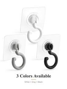 Rotatable Self-Adhesive Ceiling Hook, Drill-Free Adhesive Multi-Function Hook, Suitable For Hanging Plants, Lanterns, Wind Chimes, Kitchen Utensils, Bathroom Accessories, Home Storage, Yard And Holiday Decorations - Multicolor - View 4