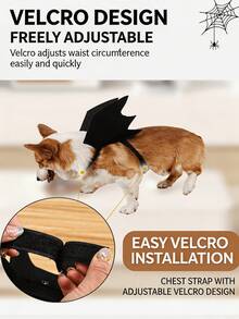 1pc Black Soft Felt Bat Wings Pet Costume, Adjustable Hook And Loop Strap, Cute Halloween Cat Bat Wings Cosplay Harness Set Accessory, Suitable For Small Dogs And Cats, Party Dress Up Photo Prop, Autumn Style - Multicolor - View 4