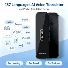 即時語言翻譯機，即時雙向語言翻譯，137種語言AI語音翻譯設備，迷你口袋翻譯機，適用於學習、旅行與商務溝通 - 黑色 - 查看 1