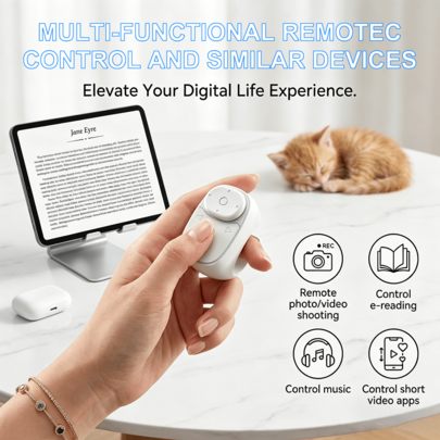 Kontrol Jarak Jauh Cincin Penggulir untuk Platform Media Sosial Utama, Video Pendek, Kontrol Jarak Jauh Nirkabel Kompatibel dengan iPhone/Android, Kamera untuk Ponsel, Kontrol Jarak Jauh Nirkabel Ponsel Penggulir Bebas Genggam, Pengontrol Foto, Alat Bantu Selfie, Kontrol Jarak Jauh Katrol, Baterai 40 mAh