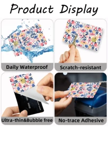 1pc Floral Credit Card Sticker Privacy Protection Card Skin, Flower Holiday Birthday Gift PVC Material Anti-Fingerprint Anti-Scratch Wear-Resistant Card Sleeve, Suitable For Men, Women, Couples, Small Chip Card, Bank Card Decoration Sticker, Credit Card, Transportation Card, Student Campus Card Personalized DIY - Type a - View 8