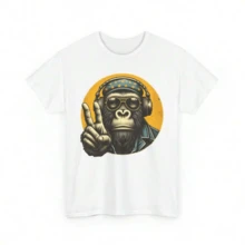 Monkey Music T-Shirt - Funny Novelty Musician Gorilla Unisex Graphic Tee White Top Tops Summer Tops Festival Outfits Women Holiday Night Outfits Festi - White - View 8