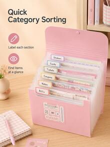 A6 13 Inner Pages Vertical Organ Pack Examination Paper Storage Sorting Multilayer File Folders With Classification Expansion Bag Paper Holder,Back To School,School Supplies,Holiday ,Holiday ,Cyber Monday - Multicolor - View 2