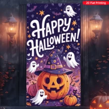 2D Flat Banner 1pc Day Of The Dead Theme Vintage Pumpkin Painted Backdrop, Suitable For Outdoor/Indoor Yard/Garden/Lawn Entrance/Porch Window Party Decoration Halloween Decoration - A - View 4