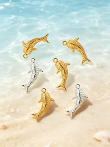 Metal Whale Shark Charms, Textured Marine Animal Pendant, Ocean Theme Spacer Beads For Handmade Earrings Bracelets Necklaces Craft Supplies - Whale Shark - View 1