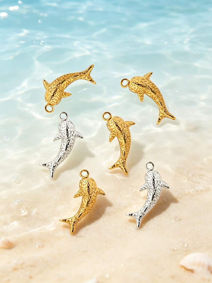 Metal Whale Shark Charms, Textured Marine Animal Pendant, Ocean Theme Spacer Beads For Handmade Earrings Bracelets Necklaces Craft Supplies - Whale Shark - View 1