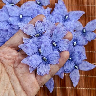 50pcs Elegant Colorful Mesh Butterfly Appliques - 3D Handmade Fabric Patches, Suitable For Hair Clip DIY, Wedding Dress, Clothing Embellishment, Hair Accessories And Bridal Headpiece Decoration, Wedding Party Supplies, Clothing Decoration Accessories, Embroidery