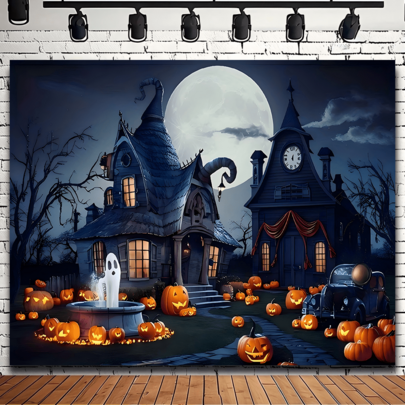 1pc Halloween Banner, Halloween Party Decoration, Halloween Decor, Polyester Fabric, Suitable For Halloween Party, Halloween Night, Haunted House, Indoor/Outdoor, Yard, Garden, Porch, Doorway Decoration