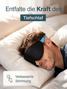 3D Contoured Eye Sleep Mask, No Eye Pressure & No Marks, Light-Blocking Mask Suitable For Side Sleepers, Adjustable Head Strap, Comes With Portable Storage Pouch - Black - View 4