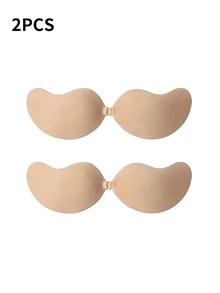 2 Pairs Wrinkled Invisible Nipple Covers: Silicone Backless Adhesive Mango-Shaped Strapless Bra, Invisible Bra - Multicolor - View 12