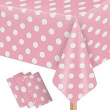 4pcs Polka Dot Plastic Tablecloths, 137 * 274cm Disposable Picnic Tablecloths, Suitable For Graduation Party, Gender Reveal, Picnic Party, Rectangular Table, Birthday Party Supplies - View 3