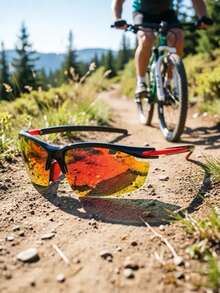 1 Pair Fashion Half-Frame Sports Glasses, Suitable For Driving, Cycling, Hiking, Casual Wear, Retro Style, Perfect For Summer Beach Vacation And Travel - Multicolor - View 6