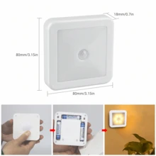 Smarte LED-Nachtleuchte mit Bewegungssensor, Nachttischlampe, automatische Beleuchtung für Treppen, Flur, Schrank, batteriebetrieben, Batterien nicht enthalten, 6/3/1 Stück Stück Warmweiß/Zweifarbig optional, praktisches Haushalts-Essential - Mehrere Stile - Übersicht 8