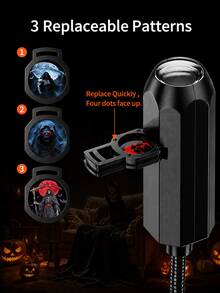 1pc/3pcs Halloween LED Atmosphere Light, Creative Horror Pattern, Romantic LED Night Light For Bedroom, Living Room, Ceiling, Holiday Decoration And Gift Choice - Multicolor - View 5