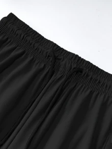 Hidkat Women's Summer Capri Pants With Elastic Waist, Drawstring, Zipper Pockets, Outdoor Casual Sports Gym - Black - View 4