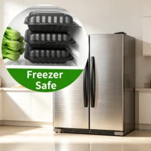 FookmeKag [48 Sets] Black 3 Compartments], Plastic Food Preparation Container, Made Of PP Material, Reusable, Can Be Put In Dishwasher, Microwave Oven & Freezer, Suitable For Food Preparation, Christmas Parties, Halloween Events, Gifts, Kitchen. - 規格 - 查看 8