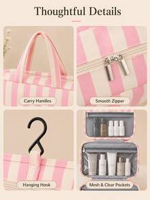 1pc Multi-Functional 4-Fold Hanging Toiletry & Makeup Bag, Large Capacity Travel Cosmetic Organizer With Hook, Portable Wash Bag For Business & Daily Use,Travel Essentials,Dorm Room Essentials College,Home Decor - Multicolor - View 5
