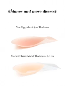 2pcs/Pack Women's Plus Size Silicone Solid Lift-Up Breast Petals, Ultra-Thin Invisible Seamless Push-Up, Soft & Comfortable, Suitable For Daily Commute, Beach Vacation And More - Champagne - View 3