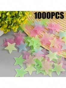 1000/500/400/300/200/100片夜光星星貼紙，樹脂亮片貼花，自黏式可重複使用，多表面適用，太空主題，亮面裝飾藝術風，適用於客廳、臥室牆面與天花板裝飾，房間佈置，牆貼，臥室裝飾，廚房裝飾，居家裝飾，返校季 - 彩色 - 查看 26