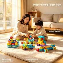 Number Recognition DIY Building Blocks Set, With Number Patterns To Assemble Houses, Towers, Tables And Chairs In Multiple Shapes, Logical Thinking And Fine Motor Skills. Suitable For Home Desktop Assembly, Kindergarten Craft Classes, Recess Educational Play, Christmas, Halloween, Birthday Party Children's Gifts. - Multicolor - View 7