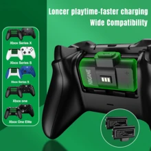 2pcs Controller Battery Pack, Rechargeable Battery Controller, 1100mAh, 3-4 Hours Charging For 25-30 Hours Playtime, LED Indicator, Black - Black - View 3