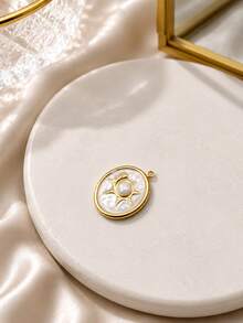 1/6pcs Ocean Theme Enamel Pendant Necklace Charm, Sea Turtle, Starfish & Sun Pattern Jewelry Pendant, Colorful Ocean Style Exquisite Women's Necklace Pendant - Multicolor - View 4