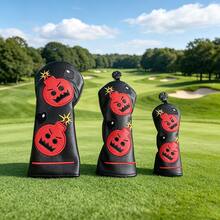 Cartoon Bomb 3D Embroidered Golf Club Head Cover, Waterproof Wear-Resistant PU Leather Wood Shaft Head Protector Cap Equipment - Black - View 2
