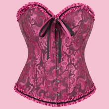 1pc Women's Jacquard Shaping Top, Push-Up Bust, Tummy Control, Court Style Corset, Suitable For Party And Daily Wear - Black Rose - View 8