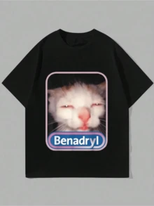 Meerkat Benny Cute And Funny T-Shirt, Tops, Autumn, Unisex - 黑色 - 查看 6