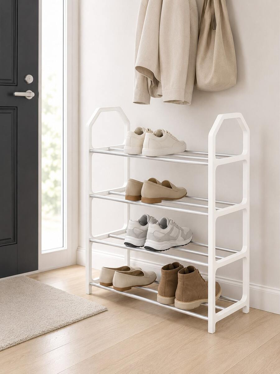 1pc 4-Tier Shoe Rack Storage Organizer - Freestanding Shoe Cabinet, Suitable For Closet, Entryway And Hallway - Easy Assembly And Space-Saving - Multicolor - View 1